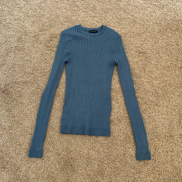 Blue stretchy long sleeve shirt - Picture 1 of 2